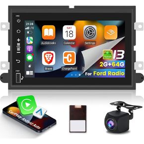 [2G+64G] Car Radio for Ford F150 F250 F350 Fusion Edge Explorer, Android F-150 Carplay Stereo with 7 inch Touch Screen, Car Play/Android Auto/Bluetooth/SWC/EQ Audio/1080P