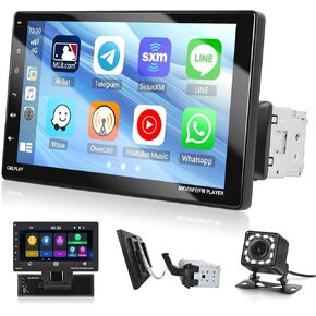 Hikity Single Din Car Stereo 9 Inch Removable Touch Screen with Wireless Carplay Android Auto Radio Bluetooth FM AUX Mirror Link EQ TF Card USB