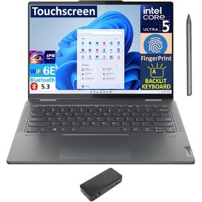 Lenovo Yoga 7i 2-in-1 AI PC 2-in-1 Laptop 14.0" Touchscreen IPS WUXGA Display (Intel Ultra 5-125U, 16GB LPDDR5X, 1TB SSD, Active Pen, Backlit KB, Fingerprint, Win 11 Home) w/USB-C Dock