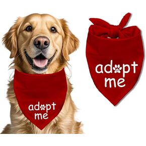 Adopt Me Dog Bandana, Pet Scarf, Pet Accessories Printed Bibs, Square Adjustable Girl and Boy Dog Scarf Red