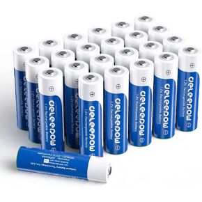 Deleepow AA Nimh Rechargeable Batteries 3300mAh Nimh AA Rechargeable Batteries 1200 Cycles 1.2V 24-Pack (No Include Charger)