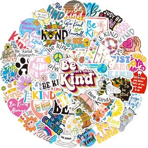 Kindness Stickers for Teens Adults, 50pcs Be Kind Stickers for Kids, Motivational Stickers for Water Bottle Laptop, Positive Affirmation Stickers Pack(Kind02)