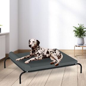 TSAYAWA Elevated Cooling Dog Bed 43.3inch for Large Dogs with Non-Slip Feet Stable Metal Frame Portable, Waterproof Breathable Mesh Pet Beds, Indoor & Outdoor Easy to Clean, Grey