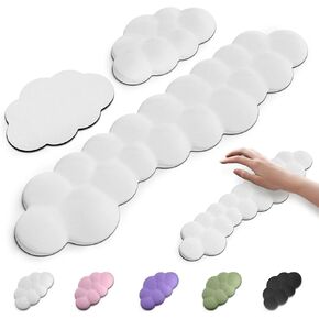 White Ergonomic Cloud Wrist Rest Set - Memory Foam Keyboard Wrist Rest Pain Relief, Wrist Support for Keyboard, Wrist Keyboard Support, Keyboard and Mouse Wrist Rest, for Office and Gaming