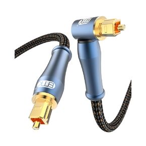 EMK 90 Degree Toslink Optical Cable 24K-Gold Connector 360 Degree Free-Rotating Plug Fiber Optic Cable S/PDIF Toslink Male to Male Cable for Home Theater, Sound Bar, TV, PS4, Xbox （Blue，3.3ft/1m）