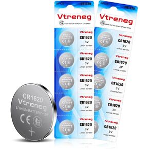5 Pack CR1620 Battery, 1620 3V Lithium Battery for Key Fob Airtag Watch Car Remote Battery