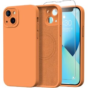 Magnetic for iPhone 13 Case with Screen Protector - Wireless Charging Compatible - Upgraded Camera Protection - Silicone Shockproof Protective Phone Case for iPhone 13 - Porcelain Blue