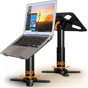 Standing Laptop Stand for Desk with 360° Rotating Base - Adjustable Height Angle Computer Stand for Laptop - Ergonomic Desk Laptop Stand for MacBook Pro/Air Dell Lenovo HP 11"-17" Laptops