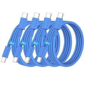 Essri USB C to USB C Cable 3FT for Apple iPhone 16 15 Charger Cord,4Pack 60W C to C Cable Fast Charging Wire for iPhone 16 15 Pro Plus Pro Max iPad Pro/Air MacBook Pro/Air,for Galaxy S24 S23-Blue