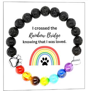Aroncent Cat Dog Memorial Gifts: Rainbow Bridge Stone Bead Bracelet Loss Sympathy Jewelry Gift for Pet Lovers Friends Bereavement Remembrance Gift