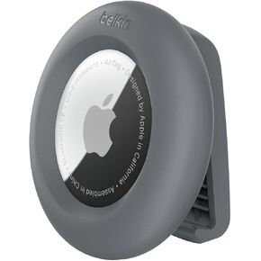 Belkin Apple AirTag Case with Clip, Secure Holder Protective Case with Key Fob, Key Ring, Accessories with Scratch Protection - Dark Grey