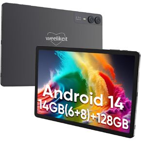weelikeit 11" FHD Tablet, Android 14, 6GB RAM + 8GB Expandable RAM, 128GB Storage, Dual 13MP Rear Cameras, 7000mAh Battery