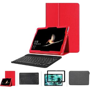 [4 in 1] ONN 12.1 inch Tablet Pro Screen Protector and Keyboard Case Tempered Glass for ONN 12.1 inch Tablet Pro / 100146663 (2024 Model) (Red)