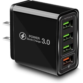 Ulti Charger 4 Ports with Quick Charger Ulti Charge Fast Charging Block for Smart Phones, Tablets, Devices with Multiple Ports | Wall Charger for Travel & Home | Multi-Device USB Charging Station