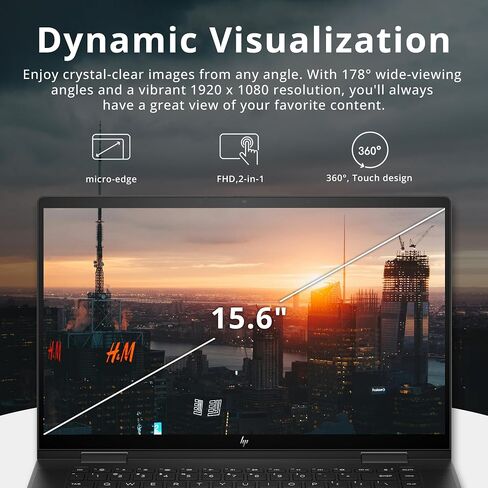 كمبيوتر محمول HP Envy x360 2 في 1 بشاشة لمس FHD مقاس 15.6 بوصة، AMD Ryzen 5 7530U، ذاكرة الوصول العشوائي 8 جيجابايت، 512 جيجابايت SSD، رسومات AMD Radeon، لوحة مفاتيح بإضاءة خلفية، Windows 11، Nightfall Black (متجدد) in Saudi Arabia