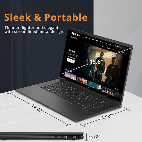 كمبيوتر محمول HP Envy x360 2 في 1 بشاشة لمس FHD مقاس 15.6 بوصة، AMD Ryzen 5 7530U، ذاكرة الوصول العشوائي 8 جيجابايت، 512 جيجابايت SSD، رسومات AMD Radeon، لوحة مفاتيح بإضاءة خلفية، Windows 11، Nightfall Black (متجدد) in Saudi Arabia
