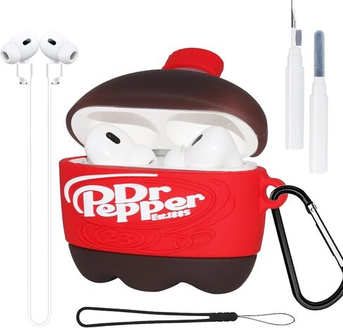 حافظة لطيفة لغطاء AirPods Pro الجيل الثاني - غطاء مضحك من الرسوم المتحركة Kawaii 5 في 1 لحافظة AirPods Pro مع مجموعة أقلام منظفة، سلك سيليكون مغناطيسي مضاد للفقد للنساء والأولاد والأطفال Red Pepr in Saudi Arabia