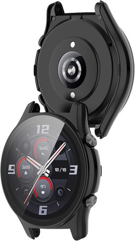 Compatible with Honor Watch GS 3 Watch Case, All-Around Protective TPU Bumper Cover Screen Protector Case for Honor Watch GS 3 Smartwatch-Full Cover Hard PC Protective Case +Tempered Glass (Black) in Saudi Arabia