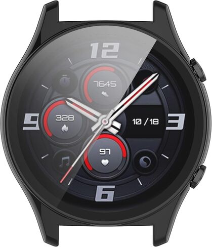 Compatible with Honor Watch GS 3 Watch Case, All-Around Protective TPU Bumper Cover Screen Protector Case for Honor Watch GS 3 Smartwatch-Full Cover Hard PC Protective Case +Tempered Glass (Black) in Saudi Arabia