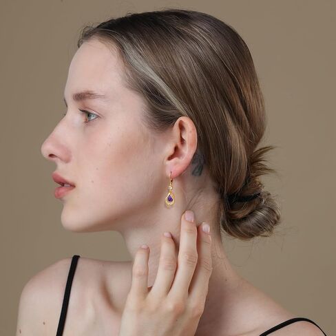 Dangle Earrings Trendy Leverback Birthstone Earrings 14K White Gold Teardrop Dangle Earrings Fine Jewelry Birthday Christmas Gifts for Women in Kuwait