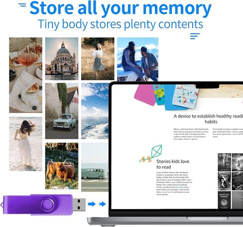 ERKE 2GB USB 2.0 محرك أقراص فلاش 5 حزمة محركات الإبهام المحمولة دوارة القفز محرك الأقراص المضغوطة محرك الأقراص الذاكرة العصي مع محول USB من النوع C / مايكرو للكمبيوتر / الكمبيوتر المحمول (الأرجواني 2 جيجابايت) in Saudi Arabia