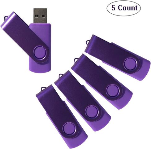 ERKE 2GB USB 2.0 محرك أقراص فلاش 5 حزمة محركات الإبهام المحمولة دوارة القفز محرك الأقراص المضغوطة محرك الأقراص الذاكرة العصي مع محول USB من النوع C / مايكرو للكمبيوتر / الكمبيوتر المحمول (الأرجواني 2 جيجابايت) in Saudi Arabia