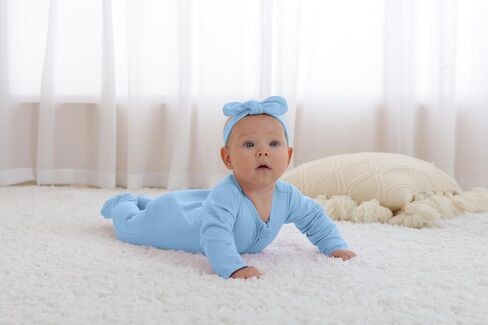 GUISBY Baby Footed Pajamas Cotton Zipper Sleeper, Assorted, 0-18M | 100% cotton comfort, zipper for easy diaper changes, footed design, fold-over mittens, sleep & cool-weather wear in Saudi Arabia