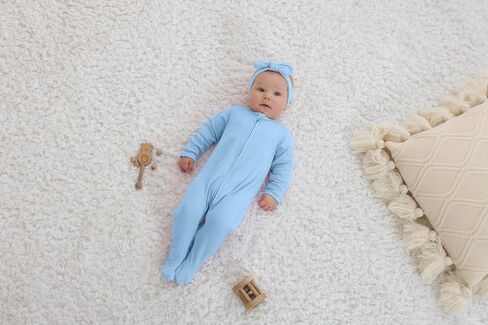 GUISBY Baby Footed Pajamas Cotton Zipper Sleeper, Assorted, 0-18M | 100% cotton comfort, zipper for easy diaper changes, footed design, fold-over mittens, sleep & cool-weather wear in Saudi Arabia