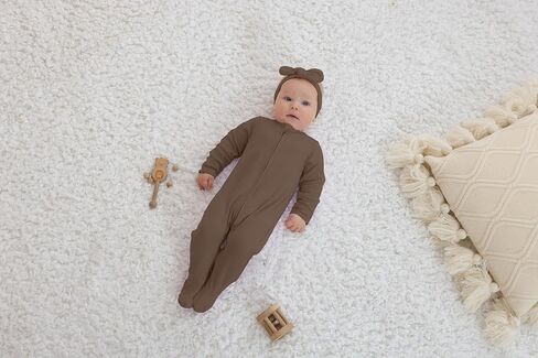 GUISBY Footed Long Sleeve Baby Pajamas with Zipper Cotton Infant Sleepers in Kuwait