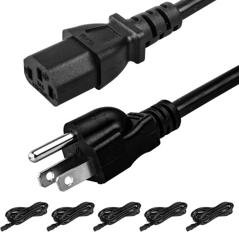 5 Pack 3-Prong Replacement Computer Power Cord 6FT AC Power Cord Cable in Kuwait