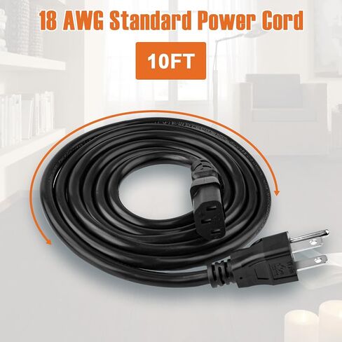 5 Pack 3-Prong Replacement Computer Power Cord 6FT AC Power Cord Cable in Kuwait