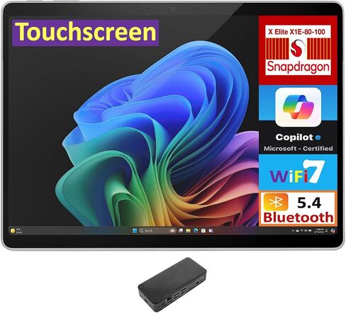 Microsoft Surface Pro AI Powered 2-in-1 Laptop 13.0" Touchscreen OLED 2880x1920 Display (Qualcomm Snapdragon X Elite X1E-80-100, 16GB LPDDR5X, 1TB SSD, 2 Thunderbolt 4, Win 11 Home) w/USB-C Dock in Saudi Arabia