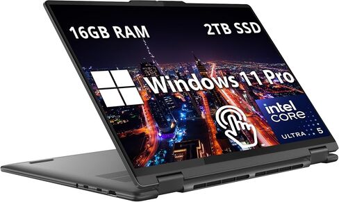لينوفو يوجا 7i 2 في 1 16 بوصة 2 كيه كمبيوتر محمول بشاشة لمس، انتل الترا 5 125U، 16 جيجا LPDDR5X، 1 تيرابايت PCIe SSD، لوحة مفاتيح بإضاءة خلفية، قارئ بصمات الأصابع، كاميرا ويب FHD، واي فاي 6E، ويندوز 11 برو، رمادي (متجدد) in Saudi Arabia