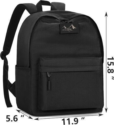 Lightweight Casual Backpack W11.9 xD5.6 xH15.8 Waterproof Daily Use Backpack Book Bag for College Travel Hiking Black in Saudi Arabia