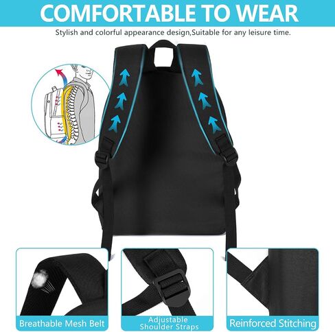 Lightweight Casual Backpack W11.9 xD5.6 xH15.8 Waterproof Daily Use Backpack Book Bag for College Travel Hiking Black in Saudi Arabia