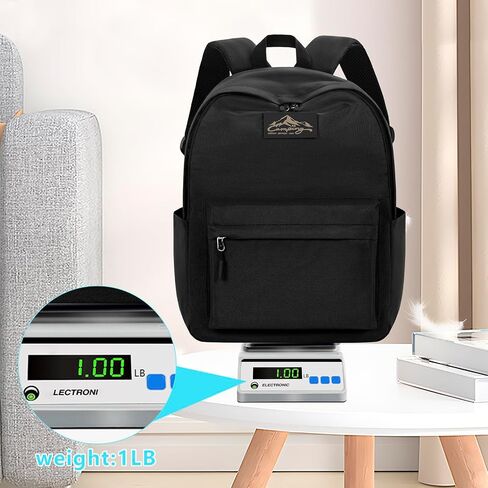 Lightweight Casual Backpack W11.9 xD5.6 xH15.8 Waterproof Daily Use Backpack Book Bag for College Travel Hiking Black in Saudi Arabia