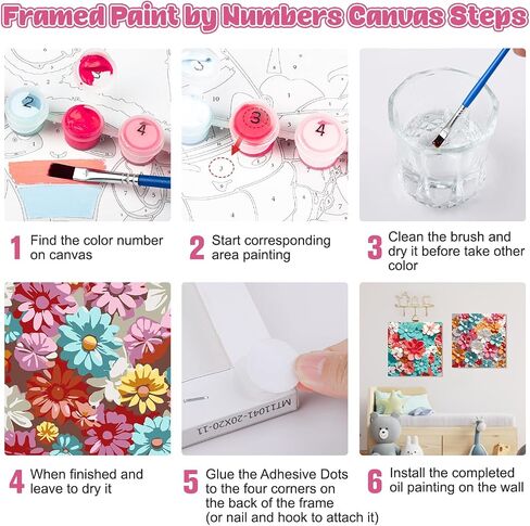 MOGTAA Landscape Paint by Numbers Kit for Adults BeginnersFramed, 4 Pack DIY Adults' Paint-by-Number Kits, Adult Paint by Number Kits on Canvas, Acrylic Arts and Crafts for Home Decor, 8x8in in Saudi Arabia