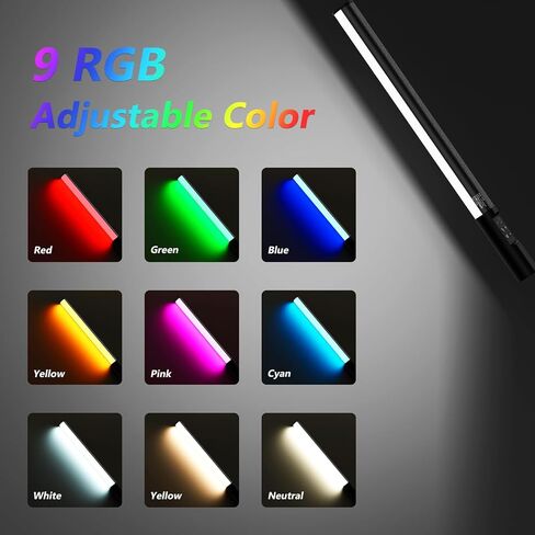 عصا إضاءة محمولة، ضوء أنبوبي استوديو RGB محمول مع 1000 لومن و2600 مللي أمبير في الساعة قابلة لإعادة الشحن وقابلة للتعديل ولون وسطوع، عصا إضاءة LED للتصوير الفوتوغرافي والفيديو والألعاب in Saudi Arabia