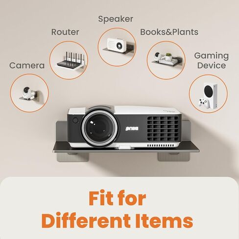 No Drill Floating Wall Shelf - Damage Free Projector Wall Mount for Router, Speaker, PS5, Xbox, DVD Player, Game Console, Cable Box Storage - Steel Holds up to 22lbs, 1PCS 7.9"X12.6" White in Saudi Arabia