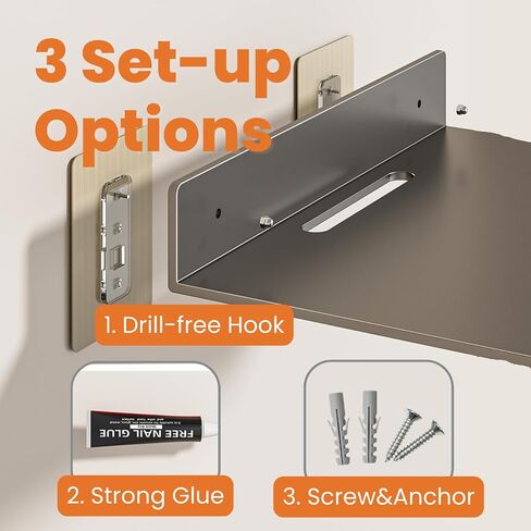 No Drill Floating Wall Shelf - Damage Free Projector Wall Mount for Router, Speaker, PS5, Xbox, DVD Player, Game Console, Cable Box Storage - Steel Holds up to 22lbs, 1PCS 7.9"X12.6" White in Saudi Arabia