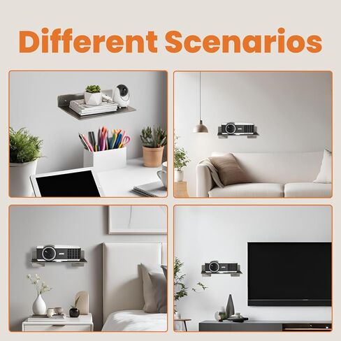 No Drill Floating Wall Shelf - Damage Free Projector Wall Mount for Router, Speaker, PS5, Xbox, DVD Player, Game Console, Cable Box Storage - Steel Holds up to 22lbs, 1PCS 7.9"X12.6" White in Saudi Arabia