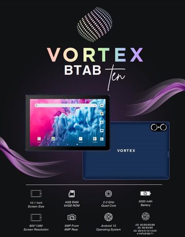 BTAB10 | 2024 | بطارية تدوم طوال اليوم | GSM مقفلة | شاشة مقاس 10 بوصات | 4/64 جيجابايت | 5000 مللي أمبير | إصدار أمريكي | ضمان أمريكي | أزرق داكن in Kuwait