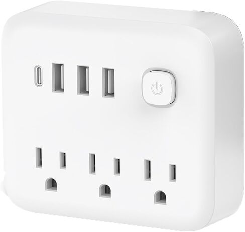 Surge Protector Power Strip, AC USB C Outlet Extender, 7 Ports Wall Charger, 180° Rotating Charging Station, Multi Plug Outlets Splitter for Home Kitchen Office Travel (White) in Saudi Arabia