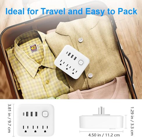 Surge Protector Power Strip, AC USB C Outlet Extender, 7 Ports Wall Charger, 180° Rotating Charging Station, Multi Plug Outlets Splitter for Home Kitchen Office Travel (White) in Saudi Arabia