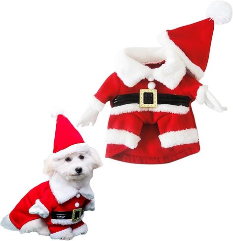 Dog Christmas Outfit Reindeer Costume Santa Snowman Antlers Suit Cat Clothes Cloak Pet Hoodie Puppy Cape with Hat,L in Kuwait