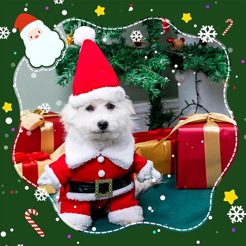 Dog Christmas Outfit Reindeer Costume Santa Snowman Antlers Suit Cat Clothes Cloak Pet Hoodie Puppy Cape with Hat,L in Kuwait