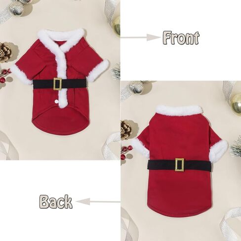 BAMY Christmas Cat Bathrobe Santa Claus Pet Costume Xmas Dogs Clothes Warm Cats Hoodie Winter Puppy Outfits Coat for Spring Festival New Year (S (Chest Circumference 15.7in)) in Saudi Arabia