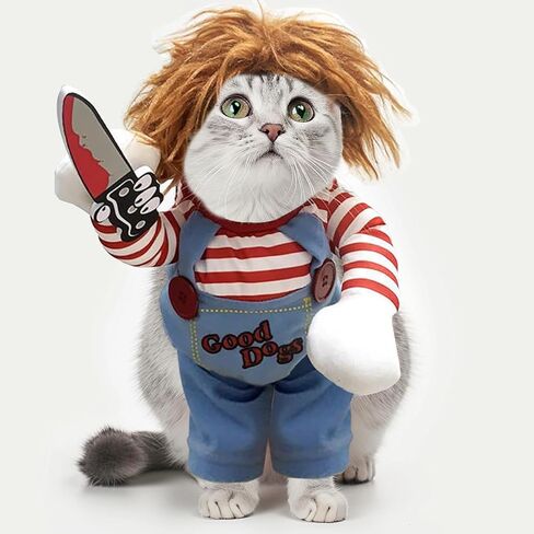 Dog Halloween Costumes Pet Deadly Doll Costume Funny Chucky Cosplay for Small Medium and Large Dogs (M) in Saudi Arabia