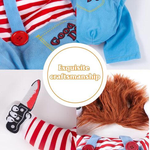 Dog Halloween Costumes Pet Deadly Doll Costume Funny Chucky Cosplay for Small Medium and Large Dogs (M) in Saudi Arabia