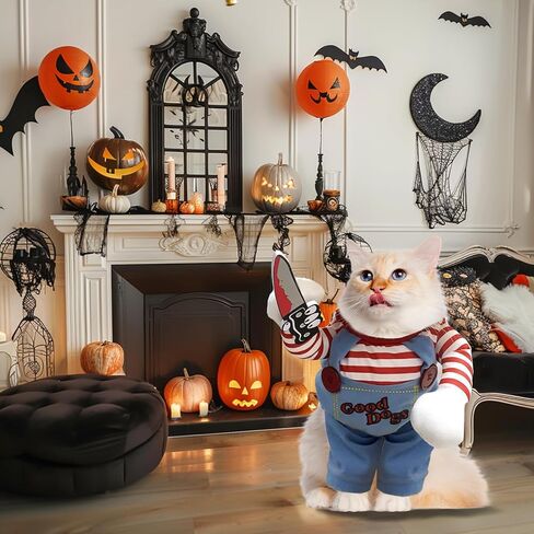 Dog Halloween Costumes Pet Deadly Doll Costume Funny Chucky Cosplay for Small Medium and Large Dogs (M) in Saudi Arabia